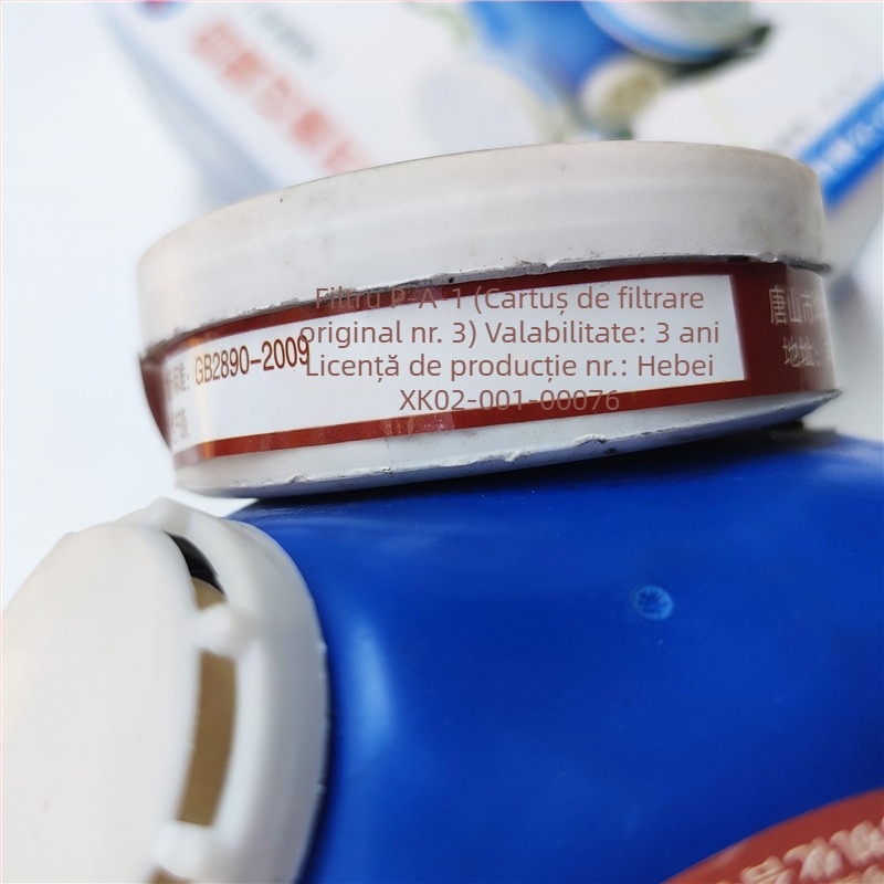 Mască de gaz cu filtru dublu și cărbune activ, respirator din cauciuc pentru protecția împotriva gazelor toxice