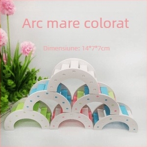 Pod curcubeu pentru hamster cu scară de cățărare și arc – placă din lemn pentru cușca hamster