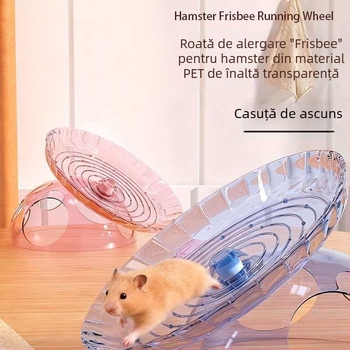 Roata Frisbee pentru hamster cu casă de ascundere și decor de peisaj