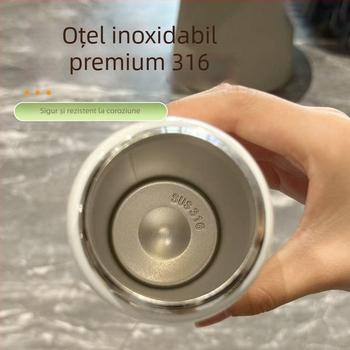 Cană termică din oțel inoxidabil 316 cu pai, capacitate mare, pentru studenți