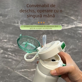 Cană termică din oțel inoxidabil 316 cu pai, capacitate mare, pentru studenți