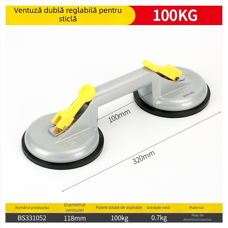 Persia Cupă de vid din cauciuc întărit, din aliaj de aluminiu, pentru sticlă și plăci, cu 1, 2 sau 3 gheare