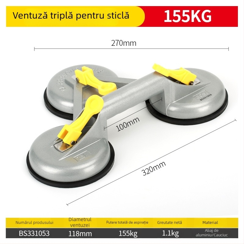 Persia Cupă de vid din cauciuc întărit, din aliaj de aluminiu, pentru sticlă și plăci, cu 1, 2 sau 3 gheare