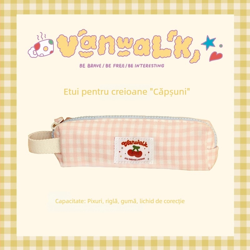 VANWALK Lucky House penar pentru elevi și cutie de papetărie, cu fermoar simplu