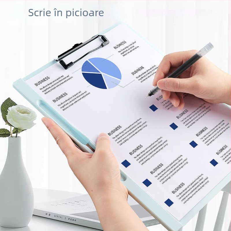 Dosar A4 gros cu clip, placă de scriere, suport pentru pix și clip pentru meniu