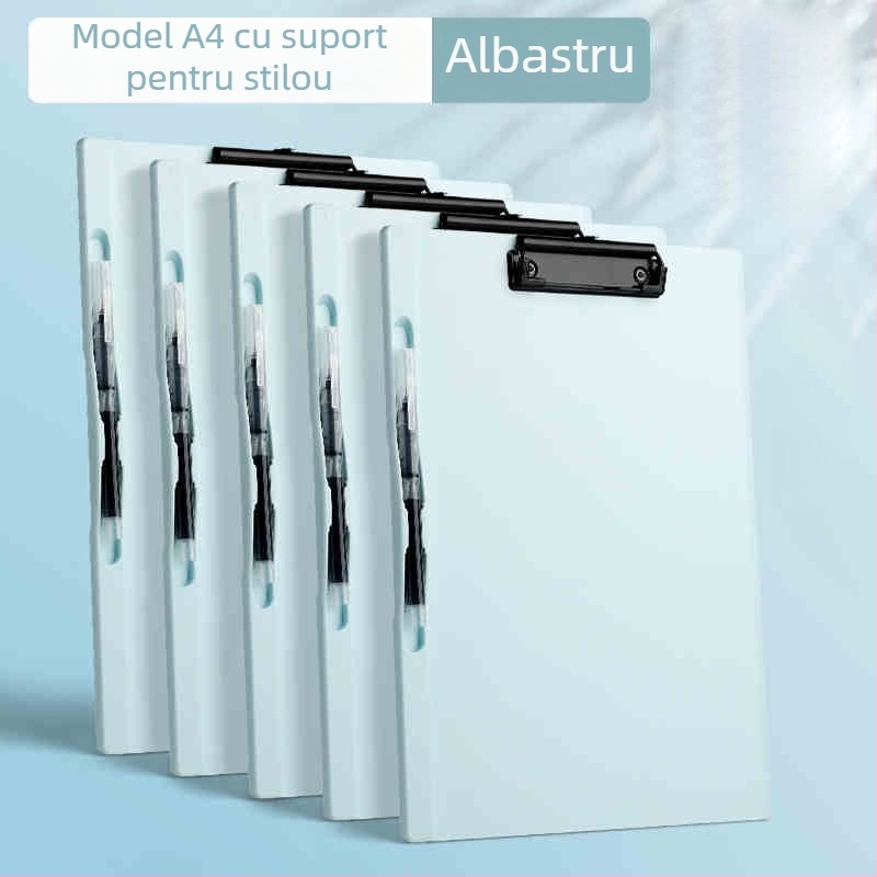 Dosar A4 gros cu clip, placă de scriere, suport pentru pix și clip pentru meniu
