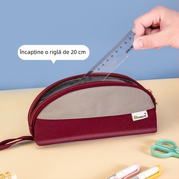 Penar în formă de scoică, cu blocuri de culoare, capacitate mare, pentru elevi, stil minimalist, husă de depozitare retro-artistică