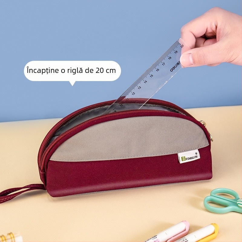 Penar în formă de scoică, cu blocuri de culoare, capacitate mare, pentru elevi, stil minimalist, husă de depozitare retro-artistică
