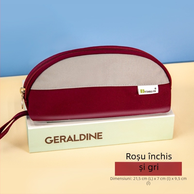 Penar în formă de scoică, cu blocuri de culoare, capacitate mare, pentru elevi, stil minimalist, husă de depozitare retro-artistică