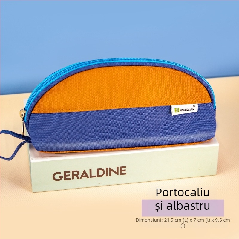Penar în formă de scoică, cu blocuri de culoare, capacitate mare, pentru elevi, stil minimalist, husă de depozitare retro-artistică
