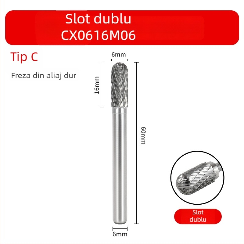 Set de fișiere rotative din carburi cu capete din oțel Wolfram pentru lustruire, debavurare și reaming – bază 6 mm, freză-burghiu
