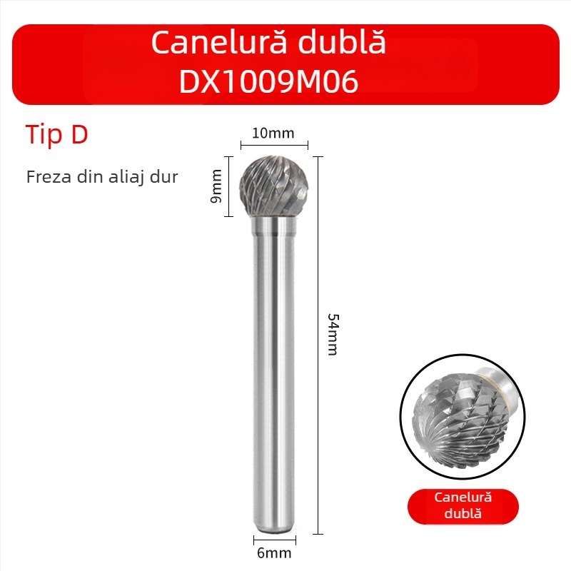 Set de fișiere rotative din carburi cu capete din oțel Wolfram pentru lustruire, debavurare și reaming – bază 6 mm, freză-burghiu