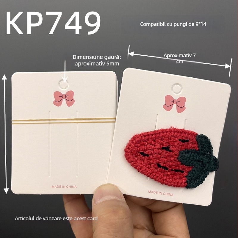 Aproape 100 agrafe de păr albe din carton, cu design papion roșu ca pepene, carduri pentru agrafe și bază de afișare pentru accesorii DIY