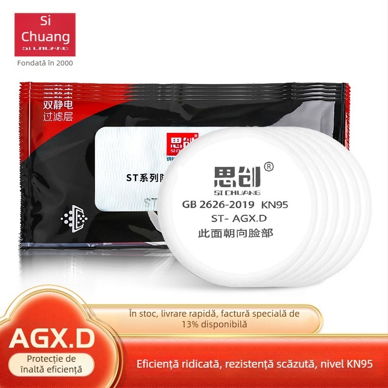Masca Sichuang cu filtrul pentru praf și toxine, AGX.D bumbac filtrant, element filtrant respirabil, anti-stropire cu ulei, anti-fum, 8.0