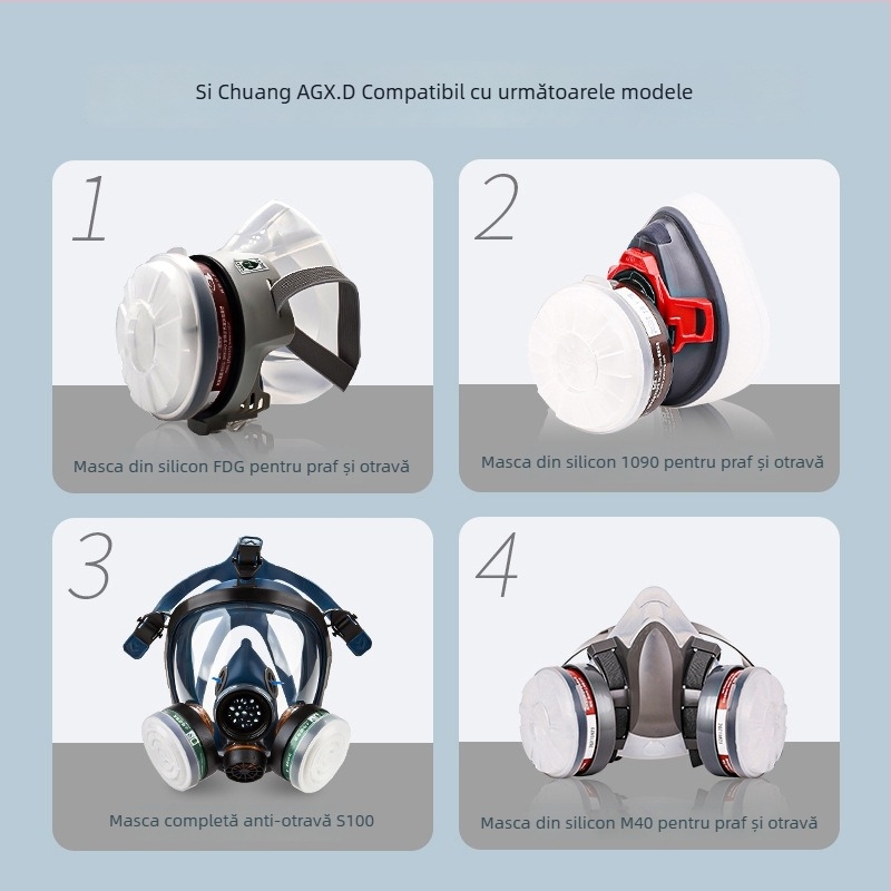 Masca Sichuang cu filtrul pentru praf și toxine, AGX.D bumbac filtrant, element filtrant respirabil, anti-stropire cu ulei, anti-fum, 8.0