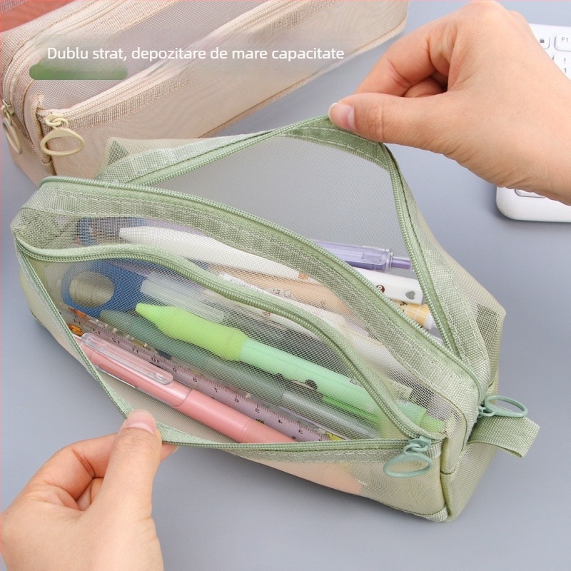 Penar din plasă transparent, design minimalist, două straturi, capacitate mare, fermoar
