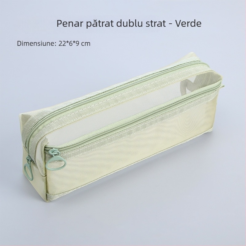 Penar din plasă transparent, design minimalist, două straturi, capacitate mare, fermoar