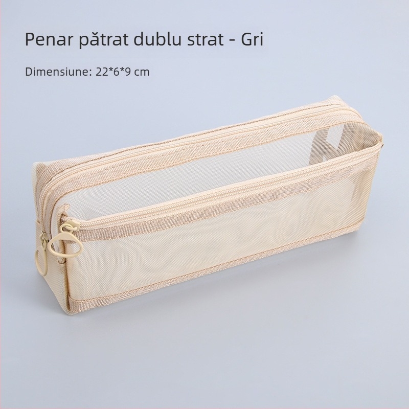 Penar din plasă transparent, design minimalist, două straturi, capacitate mare, fermoar