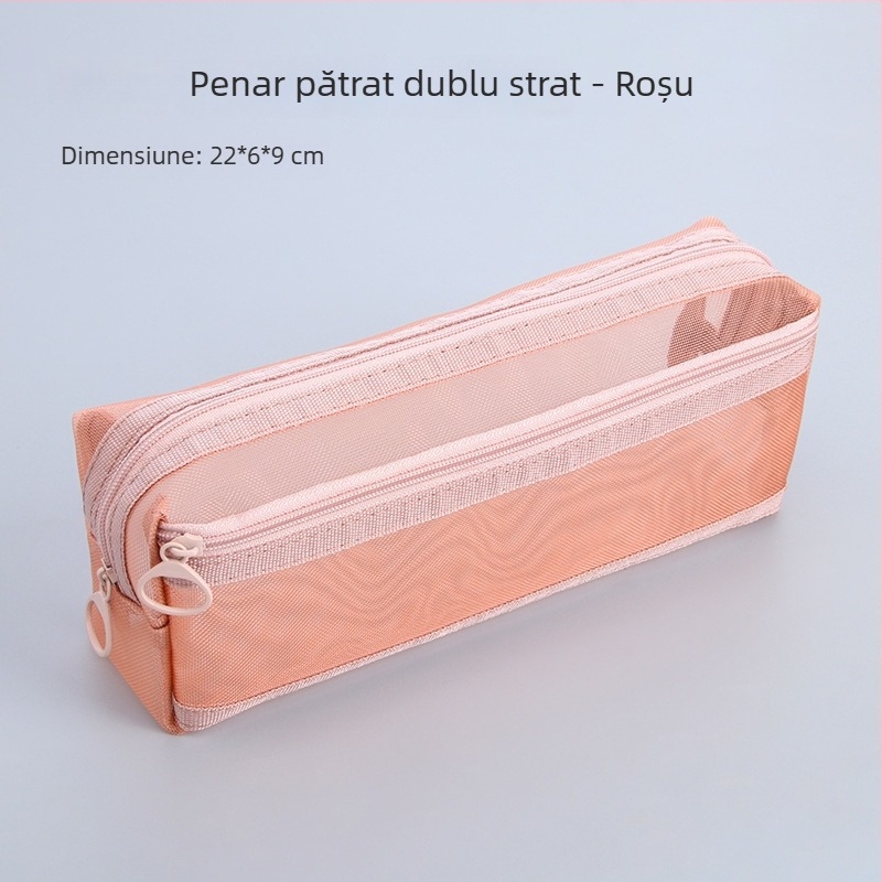 Penar din plasă transparent, design minimalist, două straturi, capacitate mare, fermoar