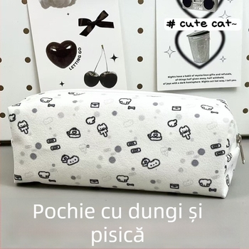 Penar cu pisică în linie – drăguț, minimalist, capacitate mare, organizator multifuncțional pentru fete și elevi