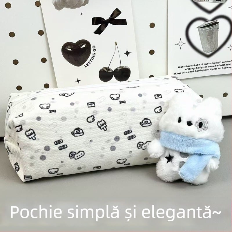 Penar cu pisică în linie – drăguț, minimalist, capacitate mare, organizator multifuncțional pentru fete și elevi