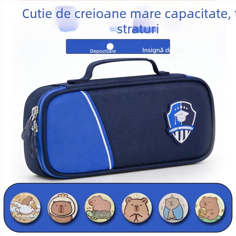 Penar în stil coreean pentru creioane și rechizite școlare, cu capacitate mare, din țesătură Oxford