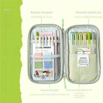 Etui minimalist pentru creioane, design prăjitură cu susan, model 2025, stil IG, geantă de papetărie compactă pentru băieți de gimnaziu.