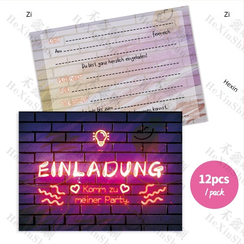 Invitații în germană, engleză și franceză, cu cărți de salut și mulțumire, într-o cutie pentru carduri — imprimare personalizată din imaginea dvs.