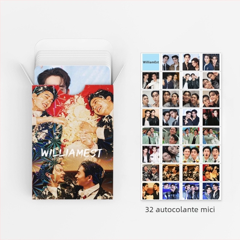 WilliamEst Lomo Cards – 92 de carduri foto de înaltă definiție cu vedete, colecție în cutie, felicitări și stickere