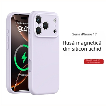 Husă din silicon lichid pentru iPhone 17 Pro Max, protecție completă, decupaje precise și design integrat al butonului