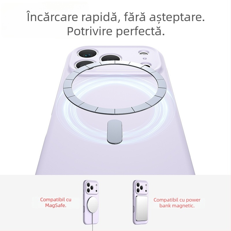 Husă din silicon lichid pentru iPhone 17 Pro Max, protecție completă, decupaje precise și design integrat al butonului