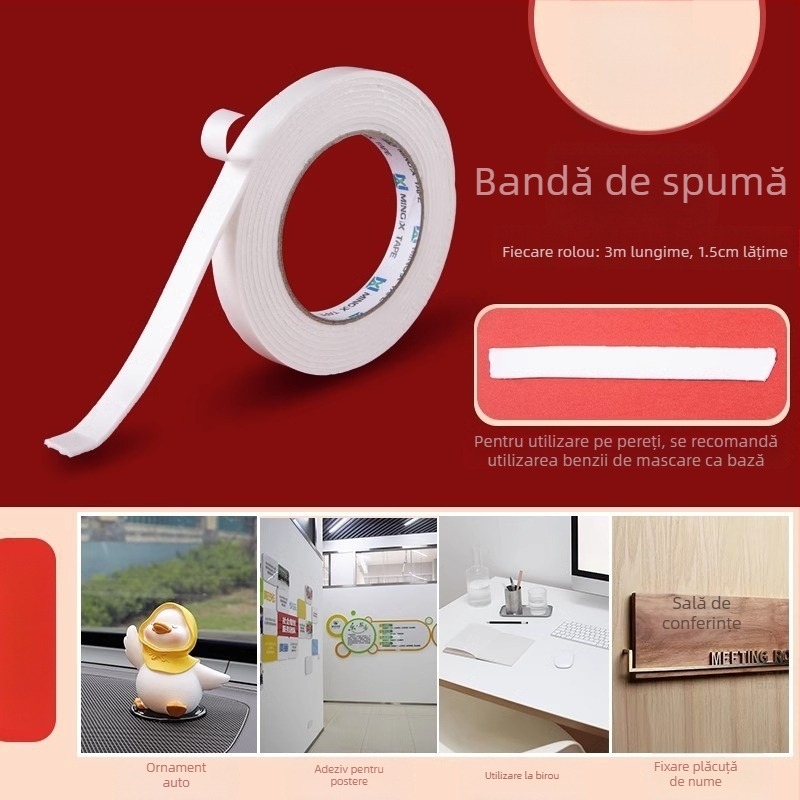 Bandă dublu adezivă pentru decor de nuntă, bază din țesătură, adeziv punctat pe hârtie de mască, aderență puternică, fără urme