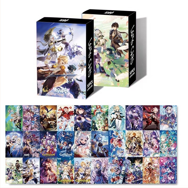 Noua sosire: Genshin Impact 30 de carduri LOMO, carduri foto în cutie, semn de carte și felicitări – suveniruri anime