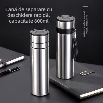 Ceainic termos din oțel inoxidabil 316, capac cu deschidere la un singur buton, pentru mașină, separare ceai-apă