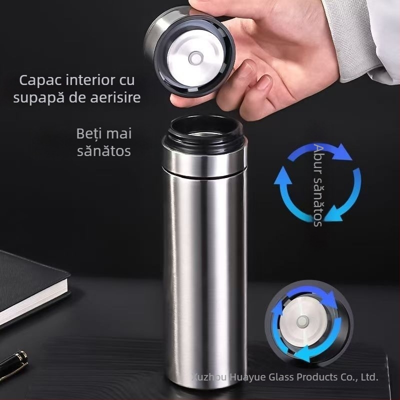 Ceainic termos din oțel inoxidabil 316, capac cu deschidere la un singur buton, pentru mașină, separare ceai-apă