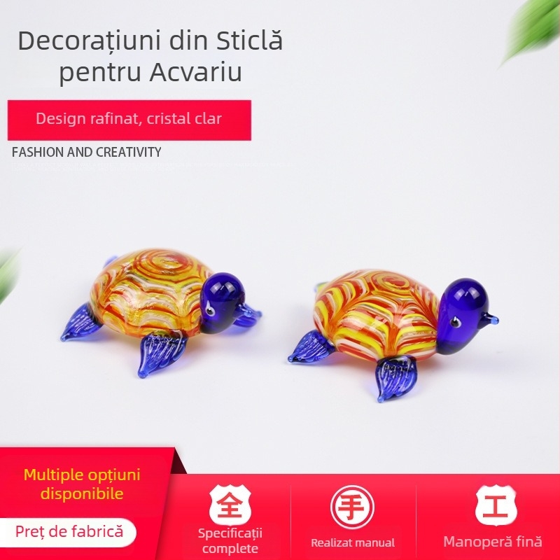 Ornament din sticlă pentru acvariu cu peisaj, plante acvatice și pești – decor pentru sufragerie