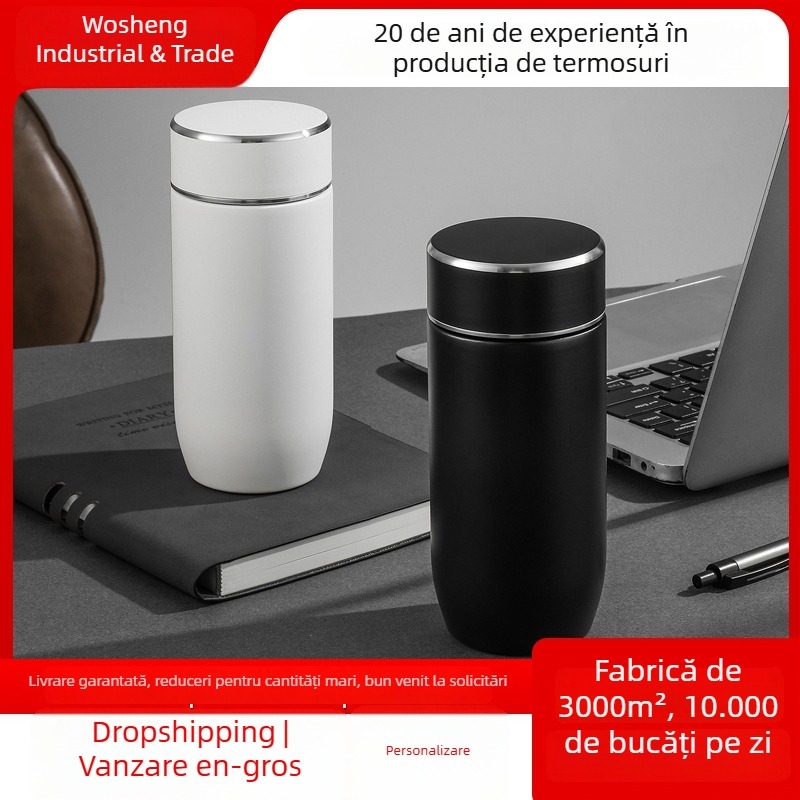 Cană termică mini din oțel inox 304, interior 316, compartiment pentru ceai, portabilă pentru călătorii, design feminin