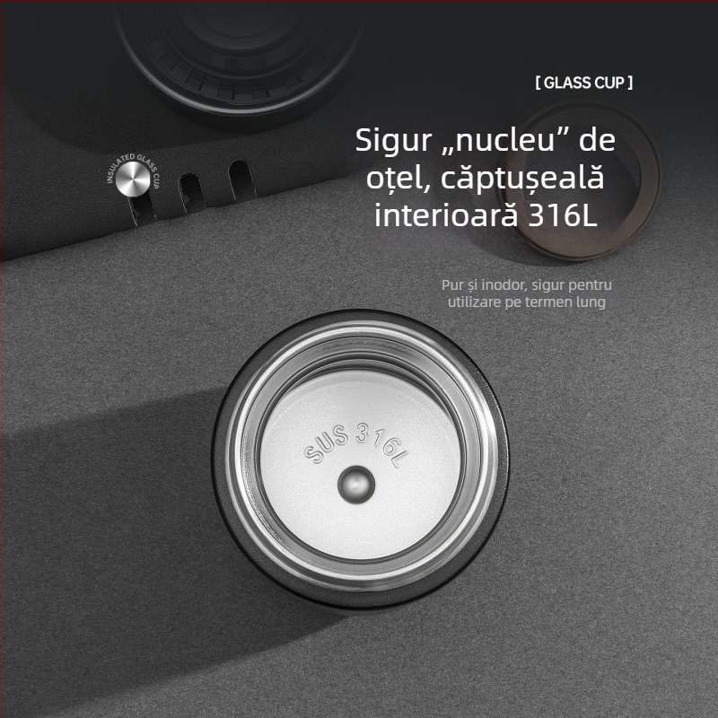 Cană termică mini din oțel inox 304, interior 316, compartiment pentru ceai, portabilă pentru călătorii, design feminin