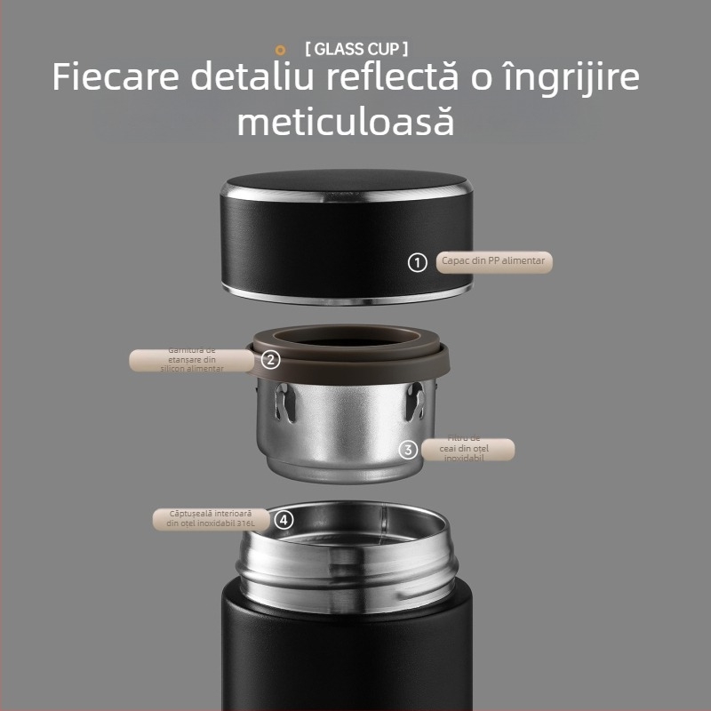 Cană termică mini din oțel inox 304, interior 316, compartiment pentru ceai, portabilă pentru călătorii, design feminin