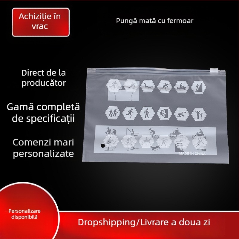 Geantă CPE cu fermoar pentru haine, ambalaj din plastic pentru îmbrăcăminte, închidere auto, potrivită pentru lenjerie și colanți