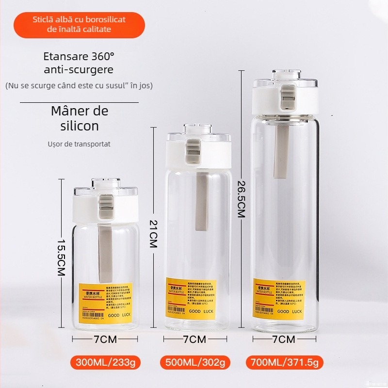 Pahar din sticlă borosilicat de înaltă rezistență cu separare ceai-apă, portabil, rezistent la temperaturi, anti-explozie, cu capac și filtru