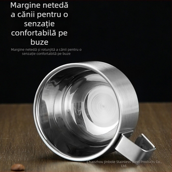Ceașcă de cafea din oțel inoxidabil, cu pereți dubli, pentru camping în aer liber și drumeții