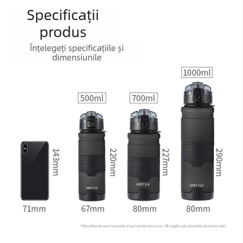 Sticlă de apă sport portabilă din plastic pentru elevi, rezistentă la căderi