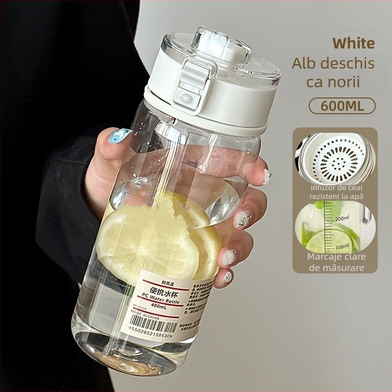 Pahar din plastic cu filtru de ceai, minimalist, rezistent la temperatură, rezistent la căderi, portabil pentru vară