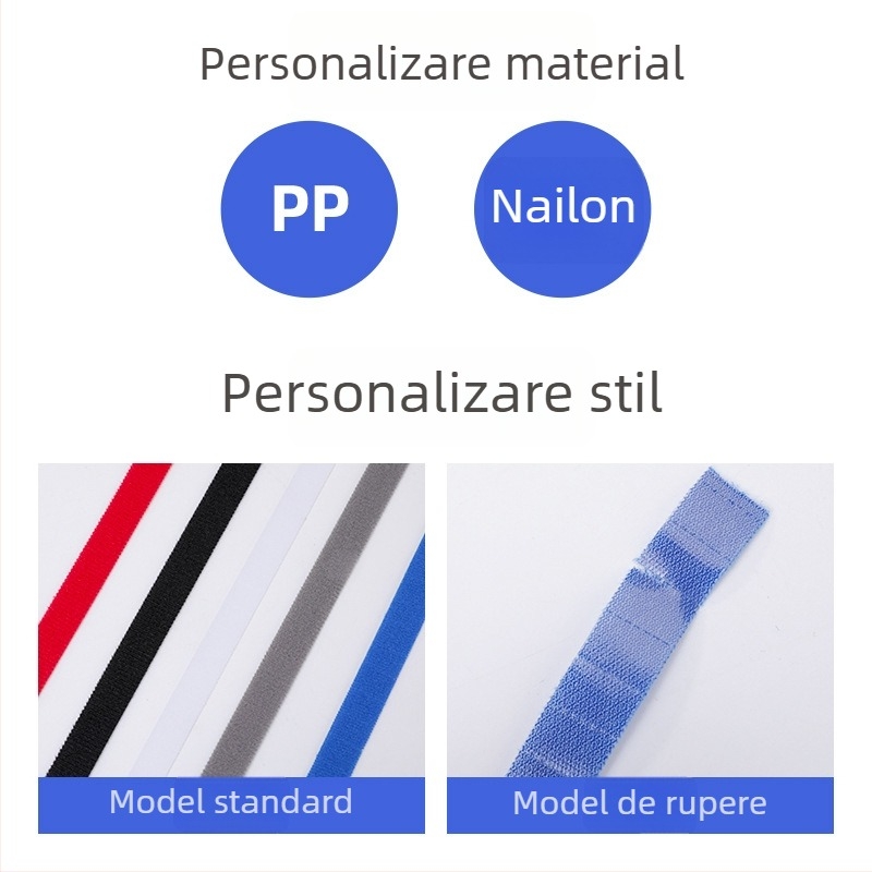 Bandă Velcro dublă pentru organizarea cablurilor de date, curea din nailon cu Velcro, reglabilă
