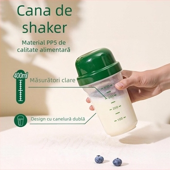 Ceașcă din plastic cu lingură pentru birou, mic dejun cu ovăz și lapte, shaker de proteine cu capacitate mare
