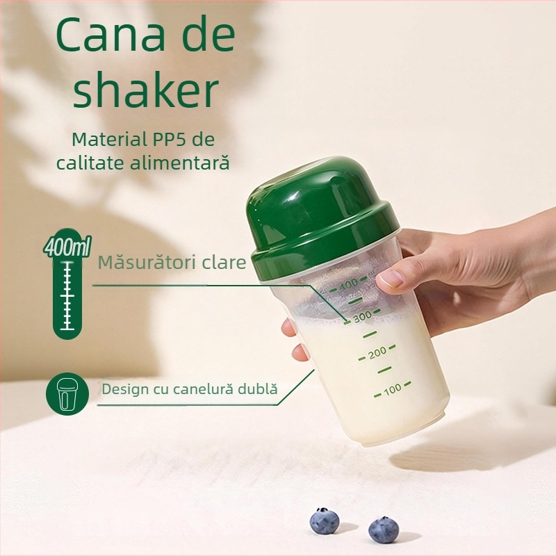 Ceașcă din plastic cu lingură pentru birou, mic dejun cu ovăz și lapte, shaker de proteine cu capacitate mare