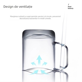 Pahar simplu de clătire a gurii pentru uz casnic, suport pentru periuțe, design de drenaj, portabil pentru cupluri