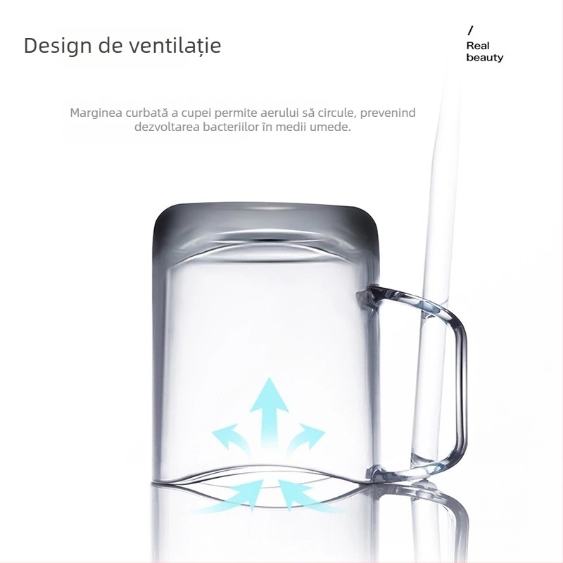 Pahar simplu de clătire a gurii pentru uz casnic, suport pentru periuțe, design de drenaj, portabil pentru cupluri
