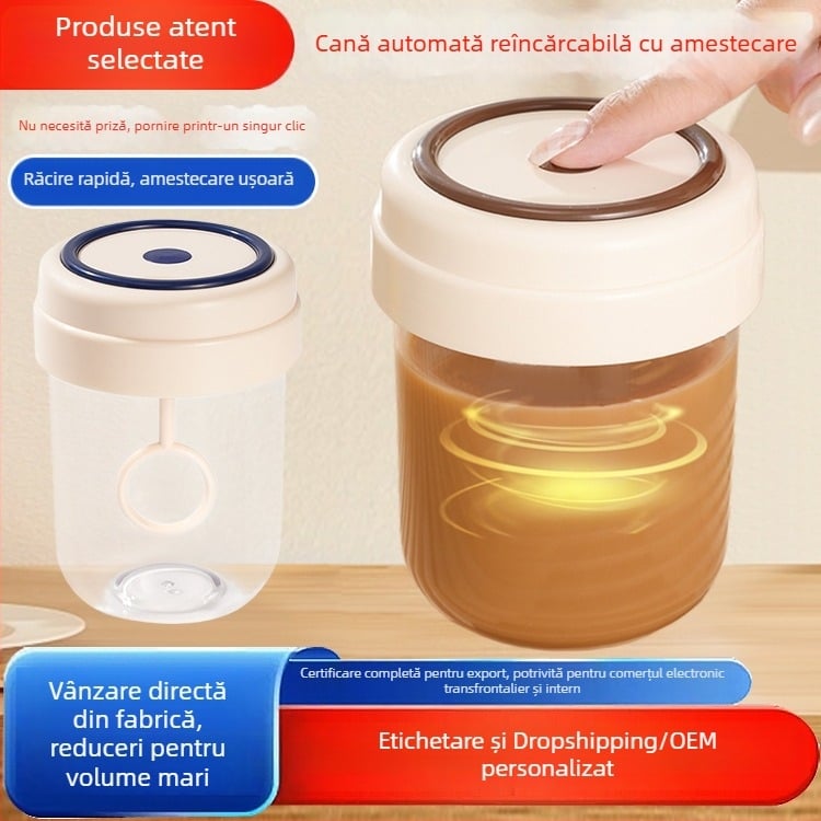 Pahar de amestec cu atingere unică pentru cafea și lapte praf, shaker electric din materiale alimentare
